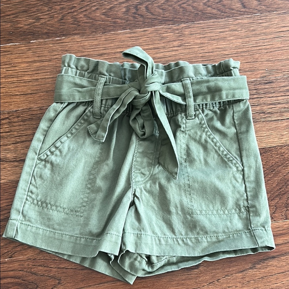 Girls Green Tie-Waist Shorts